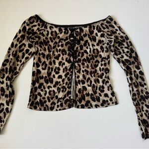 Leopard Print Off-Shoulder Top